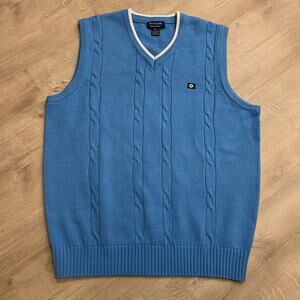 Southpole Signature Series Mens XXL 2XL Sweater Vest Blue Cable Knit Golf Preppy